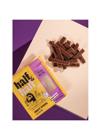Лакомство для кошек в форме мясных полосочек с уткой, 50 г Half&Half (362580752)
