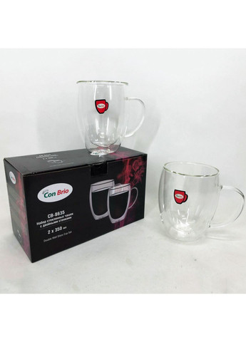 Прозорі склянки з подвійним дном CB-8635-2, Чашка з подвійними стінками BX-384 для кави Con Brio (352770573)