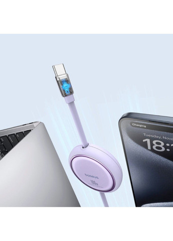 Кабель Free2Draw Mini Retractable Charging Cable Type-C to Type-C 100W 1m Nebula Purple Baseus (371363154)