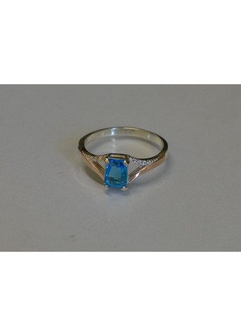 Срібна каблучка з золотими пластинами і фіанітами Silver Style (367268408)