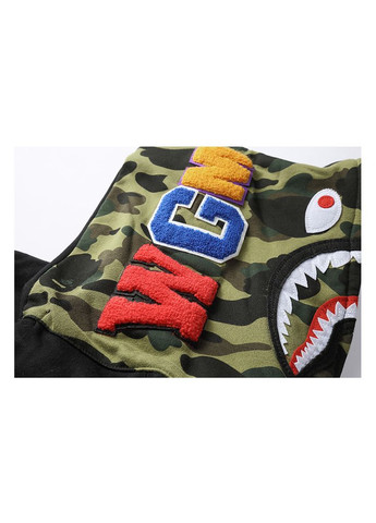 Кофта чорна Bape A Bathing Ape Shark Green Camo Full Zip Hoodie Unisex (356677801)