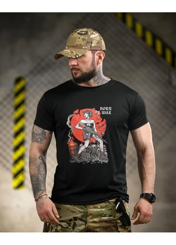 Тактична військова футболка Born of war black Чоловіча футболка військова армійська No Brand (391388345)