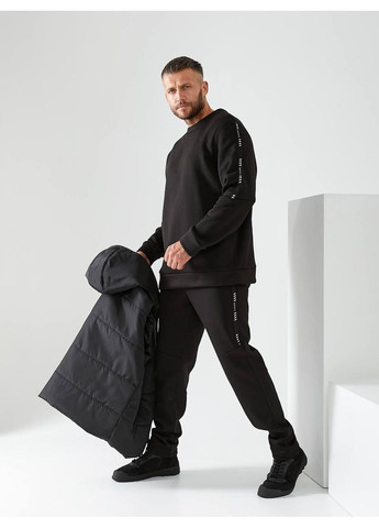 Черный демисезонный мужской костюм 3-ка – жилет, свитшот и брюки-3 тройка Україна