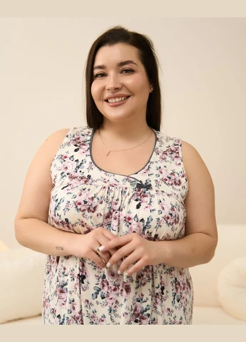 Нічна сорочка жіноча квітковий принт віскоза батал розмір 2XL, 3XL, 4XL, 5XL Nicoletta (328265704)