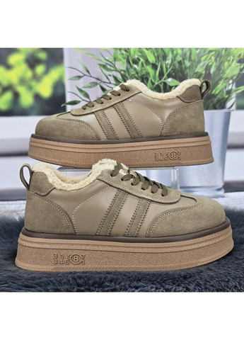 Зимние женские зимние кроссовки из натуральной кожи на меху Hengji