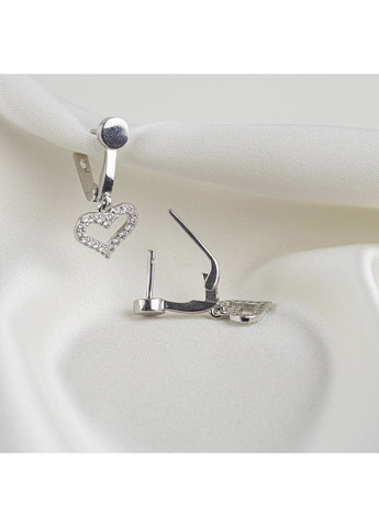 Срібні сережки-підвіси з цирконієм "Серце" UMAX (290049653)