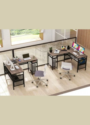 Компьютерный стол Hutch L-образный с зарядным Costway (362027962)