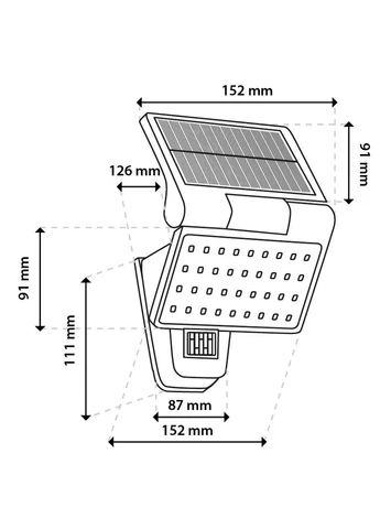 Сонячний фасадний LED-прожектор Lumiled серії Cordy — стінний садовий прожектор із датчиками руху та сутінків, холодне світло Jooki (388655595)