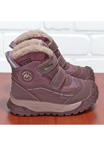 Розовые спортивные, повседневные, кэжуал зимние зимние ботинки для девочки дутики утепленные термоботинки на овчине липучках Tom.M