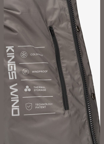 Серая зимняя куртка однотонная мужская 4719 серый shop (2000990542984) Kings Wind
