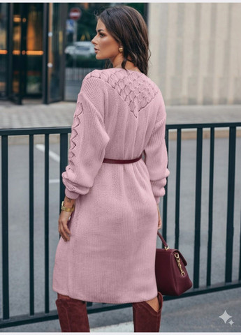 Пудровое кэжуал короткое вязаное платье пудрового цвета Dressa однотонное