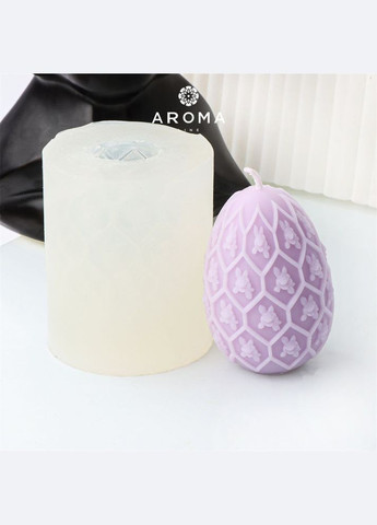 Силіконова форма для виготовлення свічок та мила в формі великоднього яйця з візерунком Aroma (316648649)