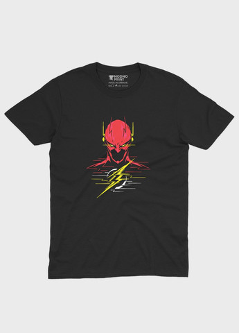 Чорна демісезонна футболка для дівчинки з принтом супергероя - флеш (ts001-1-gl-006-010-005-g) Modno