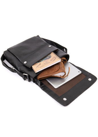 Шкіряна сумка крос боді чоловіча месенджер через плече чорна 20410 Vintage (329196679)