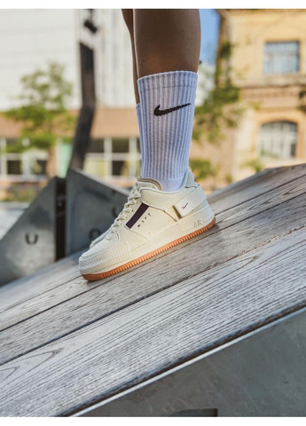 КРОСІВКИ ЖІНОЧІ NIKE AIR FORCE 1 TYPE 354 IVORY BROWN НАЙК АІР ФОРС 1 ПРЕМІУМ No Brand бежеві демісезони (367173893)