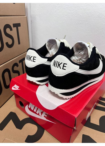 Черные всесезонные кроссовки nike cortez black white No Brand