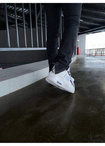 Белые демисезонные кроссовки мужские nike air jordan retro 4 metallic purple найк аир джордан No Brand