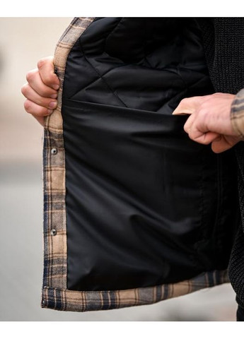 Бежева демісезонна чоловіча демісезонна куртка в клітинку бежева No Brand