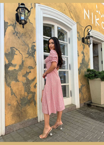 Розовое женское платье с цветочным принтом Україна с цветочным принтом