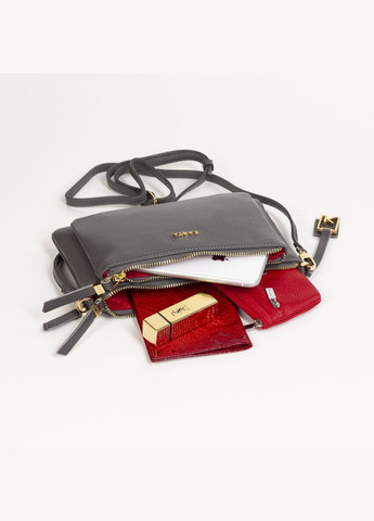 Женская кожаная сумка кросс-боди 2546-081 серая Karya (316460768)