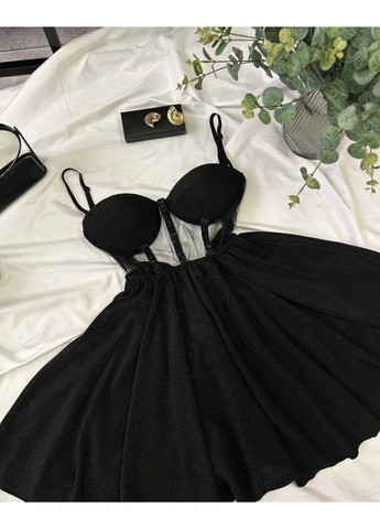 Чорна святковий, коктейльна, вечірня, кежуал жіноча сукня з корсетом, з відкритими плечима FINO Mode