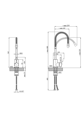 Смеситель для кухни с гибким изливом KRP Edelstahl Klassisch - ESG035-1 Kroner (332979389)