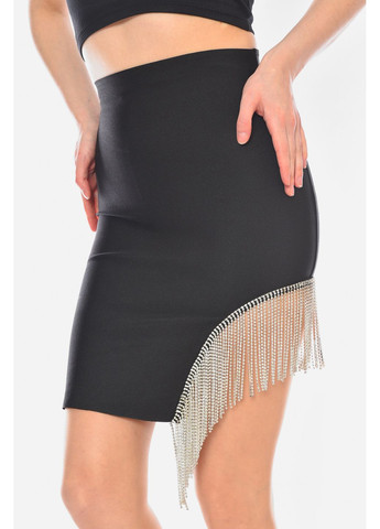 Черная повседневная однотонная юбка женская однотонная черного цвета Let's Shop плиссе