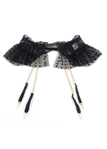 Черный демисезонный комплект черного сексуального кружевного белья star night с поясом для чулок, m (без коробки) No Brand