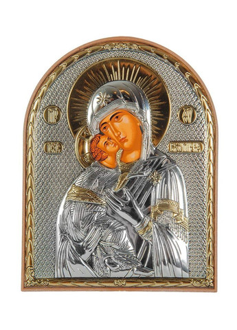 Серебряная Икона Владимирская Божья Матерь 15,5х12см арочной формы в пластиковом киоте Silver Axion (266266133)