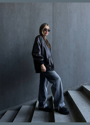 Кожаный бомбер из эко-кожи на замше. Україна пилот (авиатор) на молнии (327880220)