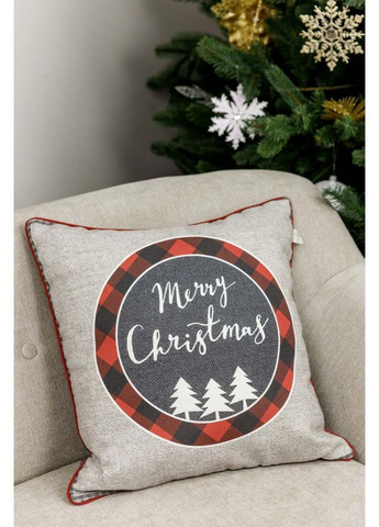 Наволочка декоративна Меry Cristmas сіра 45х45 см Прованс (368993062)