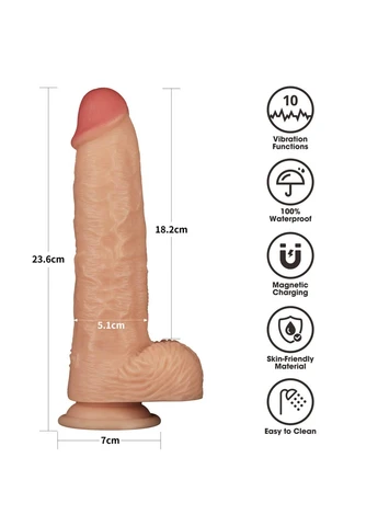 Реалістичний вібратор Vibrating Power Basics Cock 9.5 Lovetoy (402299852)
