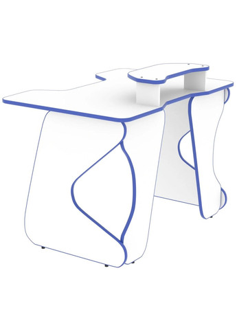 Комьпютерний стіл Геймерський стіл із міні надбудовою для екрану Liga (110 см) ЛДСП білий з синім No Brand (353497919)