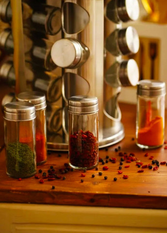 Карусель для специй набор емкостей банок стеклянных органайзер для специй на вращающейся подставке 16 шт Україна (362272059)