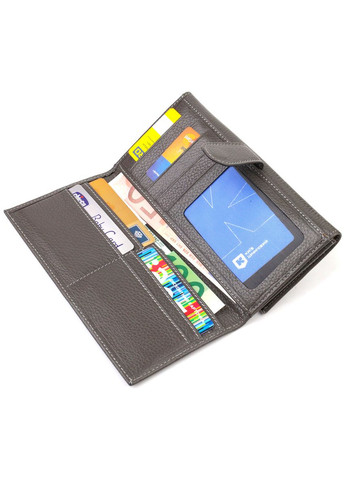 Містке жіноче портмоне з натуральної шкіри флотар 21851 Сіре Canpellini (329146934)