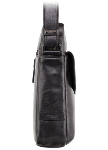 Сумка чоловіча шкіряна планшет через плече для документів та для телефону середня Чорний 43164 Visconti (367040977)