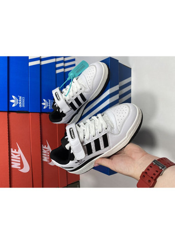 Черные демисезонные кроссовки мужские adidas forum low white black адидас форум No Brand