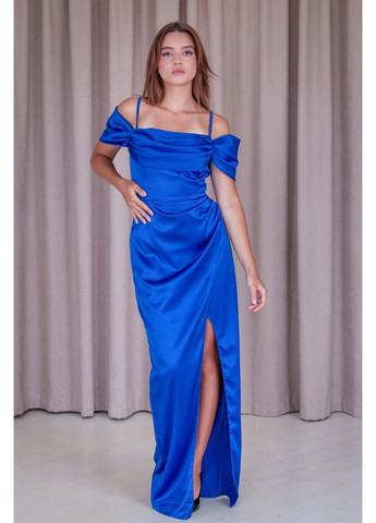 Синя вечірня плаття First Woman однотонна