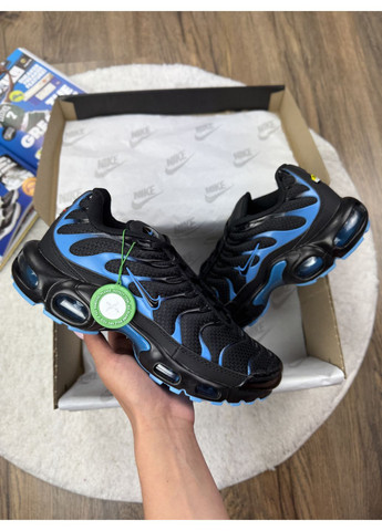 Черные демисезонные кроссовки мужские nike air max tn + black dark blue найк аир макс тн плюс No Brand