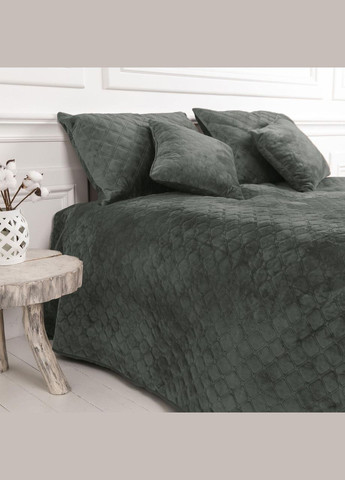 Покрывало Велюровое мягкое Серое размер 240х260 см ромб/круглый ТЕП (323645200)