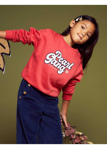 Kiabi світшот фліс,кораловий з принтом, кораловий