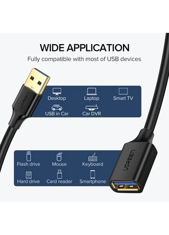 USB-удлинитель US129, USB 3.0 AM / AF штекер - разъем 3м (30127) Ugreen (402811268)