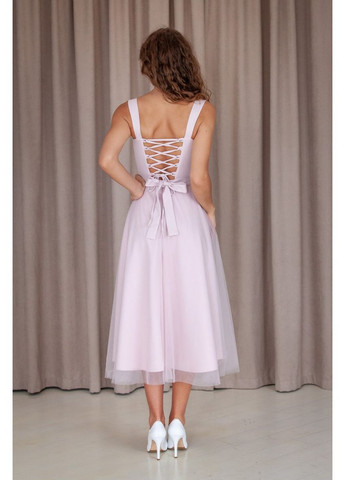 Пудровое вечернее платье а-силуэт ODDI однотонное