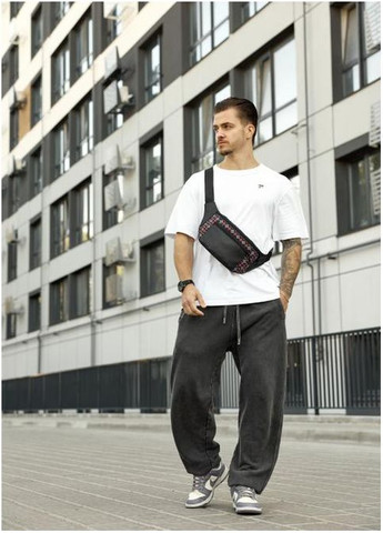 Сумка на пояс чоловіча з екошкіри бананка через плече для телефону та для документів дорожня велика Чорний 40650 Sambag (361660259)