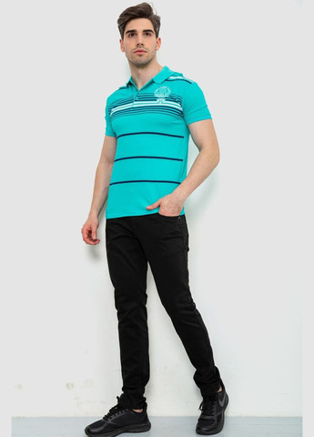Бирюзовая футболка-поло мужское в полоску для мужчин Ager
