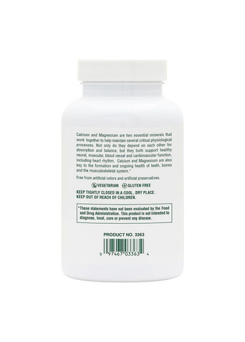 Вітаміни та мінерали Cal/Mag 500 mg/250 mg, 90 таблеток Natures Plus (293340971)
