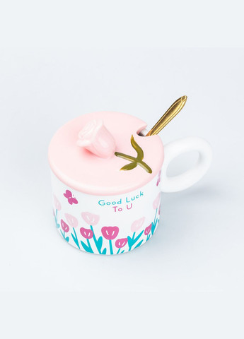 Чашка керамическая с ложкой и крышкой 300 мл TS Kitchen (315636298)