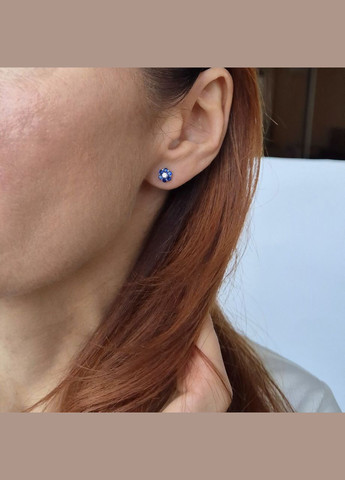 Срібні сережки гвоздики на закрутках Ромашка із Рожевими каменями срібло 925 проби Родоване 722261 1.21г No Brand (339679722)