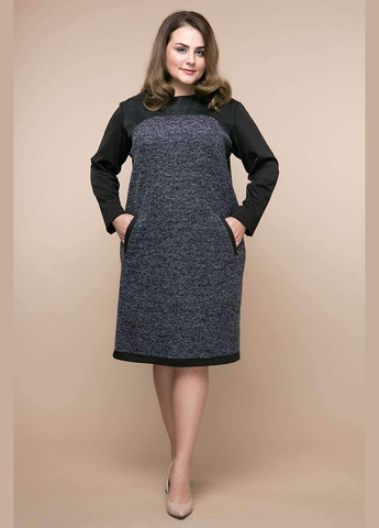 Темно-серое повседневный элегантное платье с букле вива серое 54 Tatiana