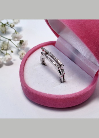 Кольцо серебряное женское колечко 2 в 1 вставка куб.цирконий размер серебро 925 пробы родир. 81679б 2.72г No Brand (306741718)